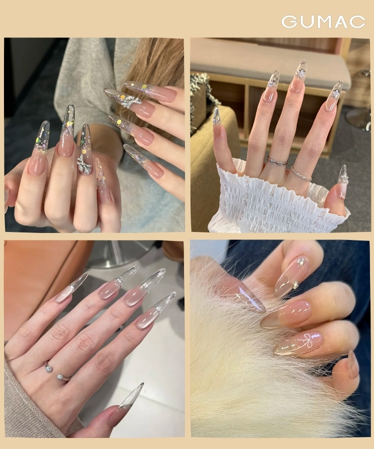 nail dap bot trong suot dep