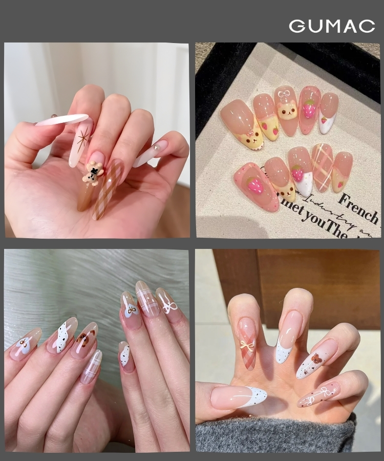 mau nail gau phoi voi caro