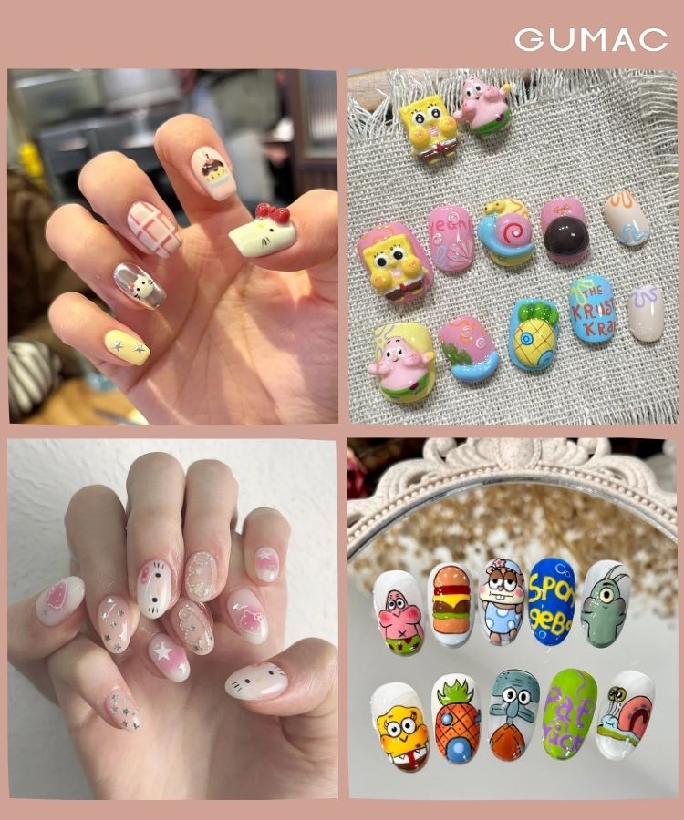 kieu nail han ve nhan vat hoat hinh