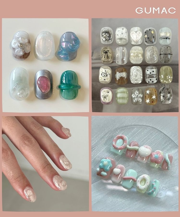 mau nail han quoc gel noi doc dao