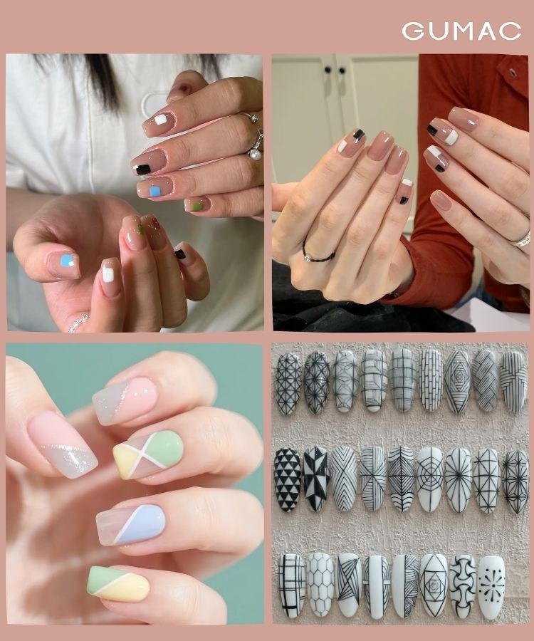 mau nail han quoc hoa tiet hinh hoc