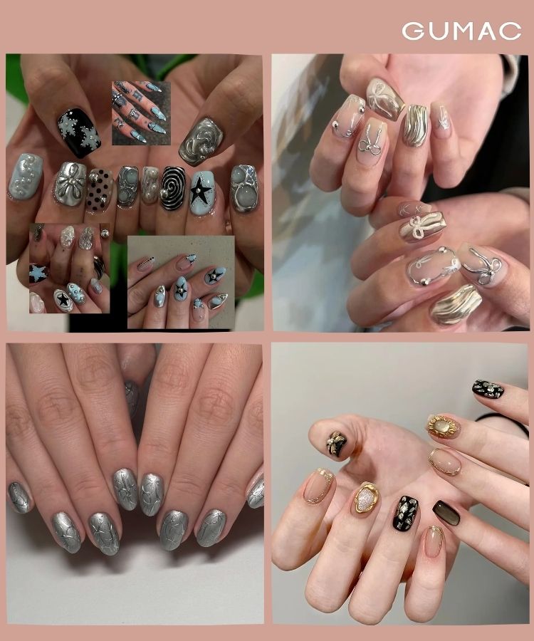 mau nail han vien noi anh kim loai