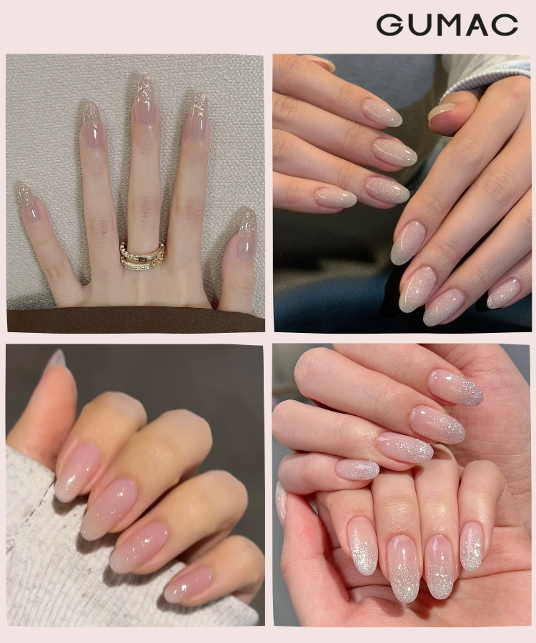 mau nail trong suot kim tuyen long lanh