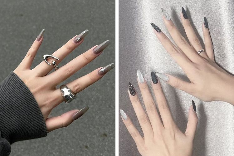 nail màu xám tôn da
