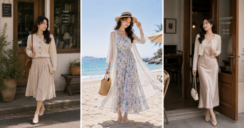 Bí quyết chọn kiểu dáng cardigan phù hợp với váy.