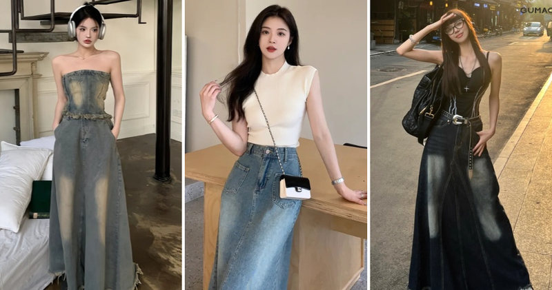 Phụ kiện đi kèm chân váy jean dài