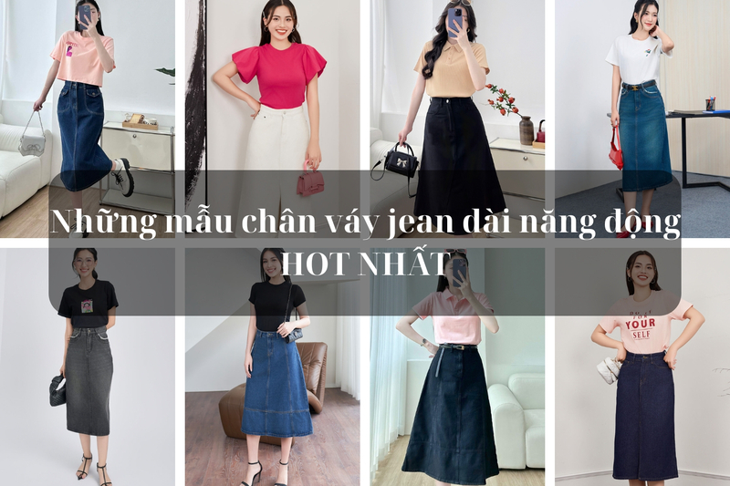 17+ cách mix chân váy jean dài trẻ trung xu hướng hiện nay