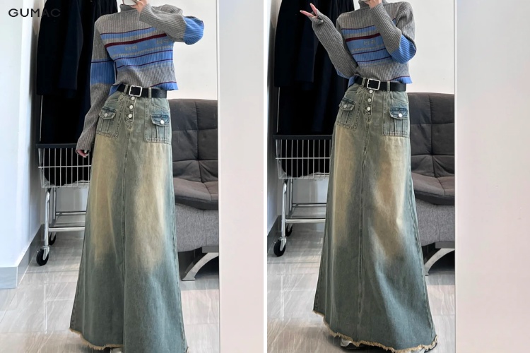Váy rời dài cạp cao