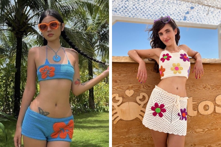 Set đồ đi biển đẹp với bikini len hot trend