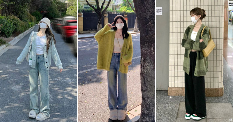 Combo quần ống rộng và áo cardigan ấm áp, nhẹ nhàng
