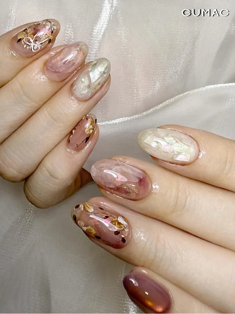 mau nail hoa kho ket hop an xa cu