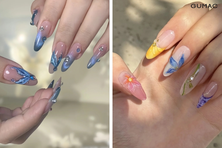 kieu nail ve hoa tiet bien noi