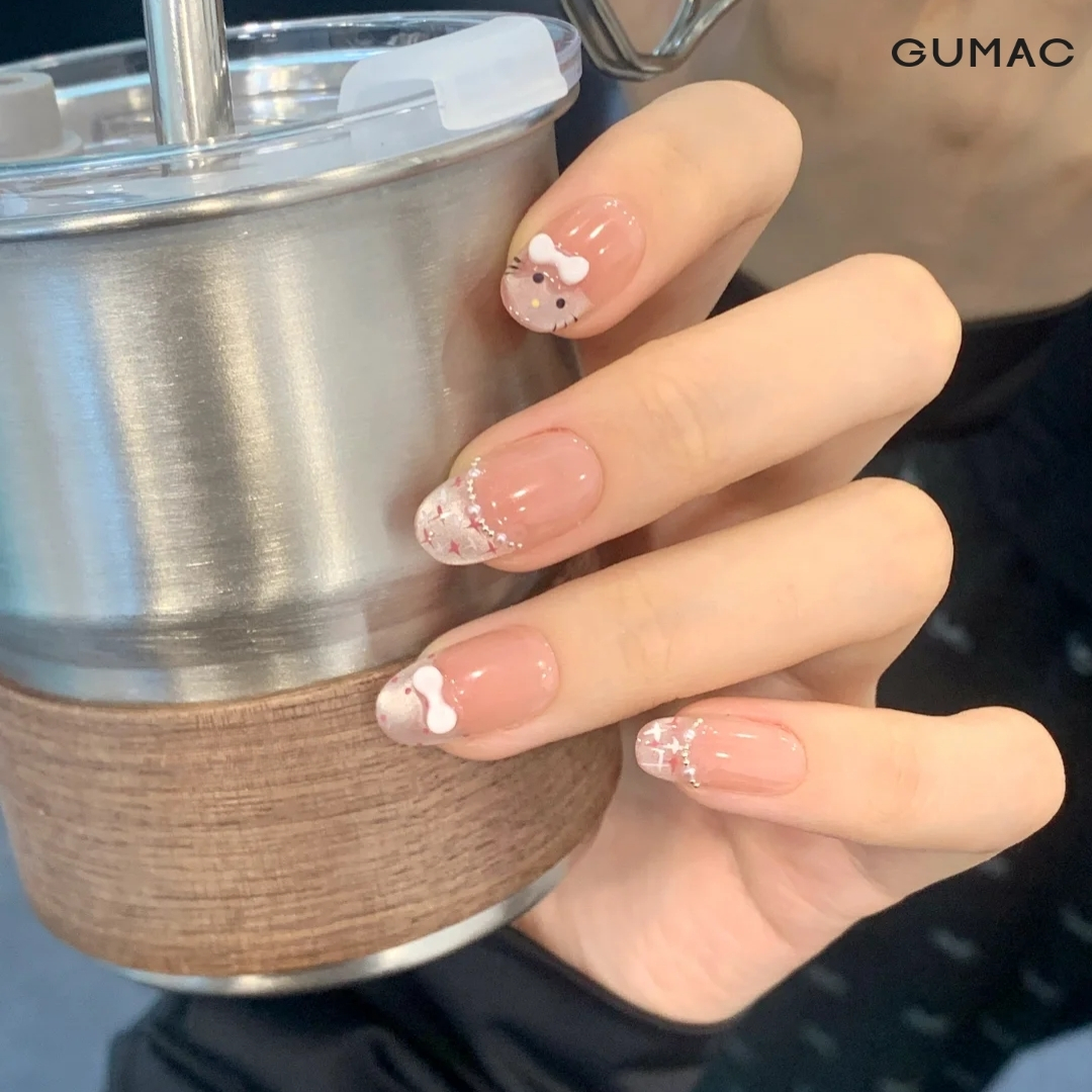 mau nail hello kitty cuc xinh cho co nang nu tinh