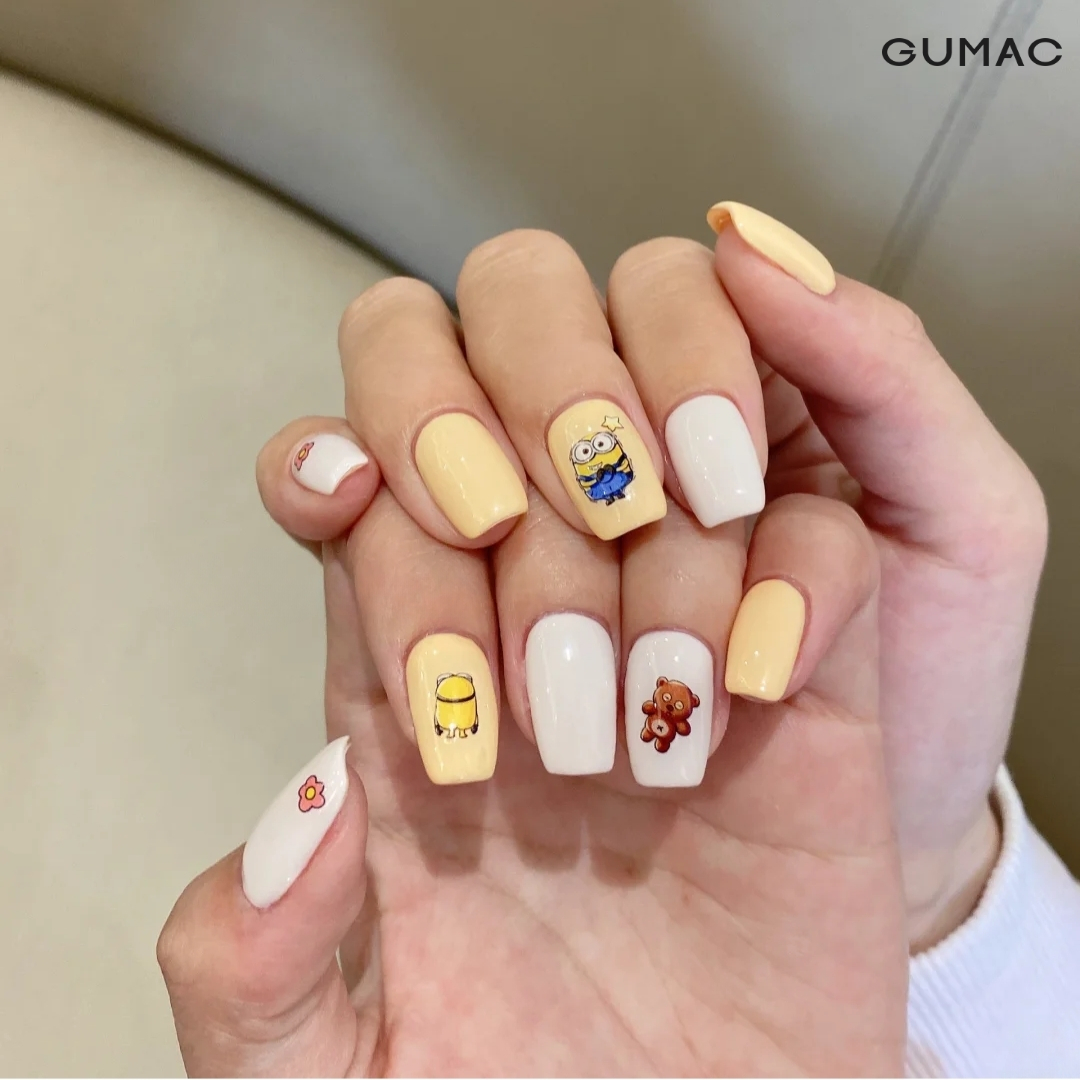 mau nail hoat hinh don gian minion