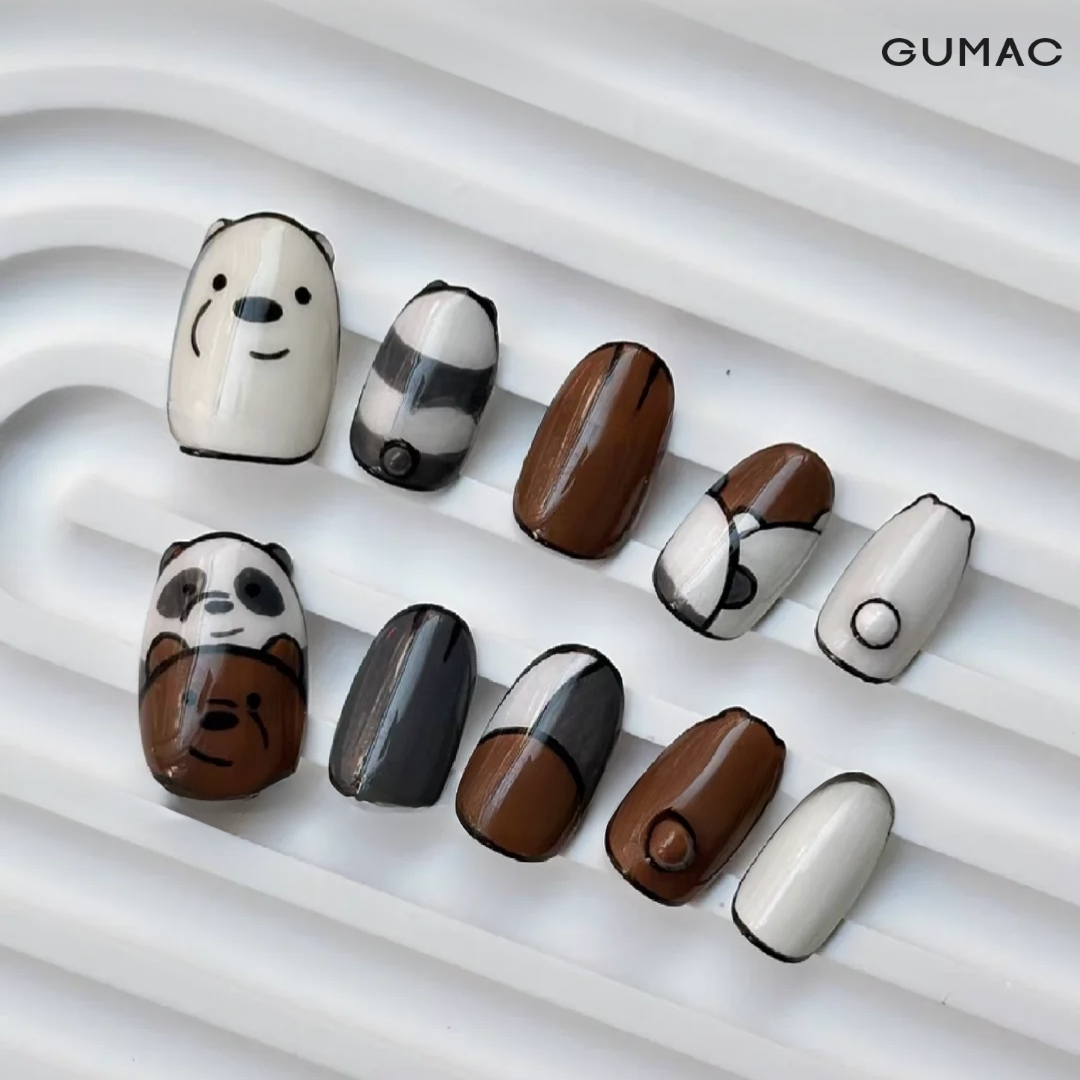 mau nail hoat hinh don gian we bare bears