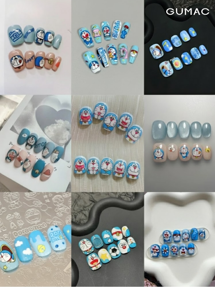 mau nail hoat hinh doraemon de thuong