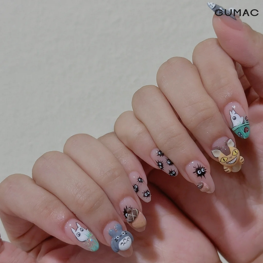 mau nail ve hoat hinh anime nhat ban hinh totoro