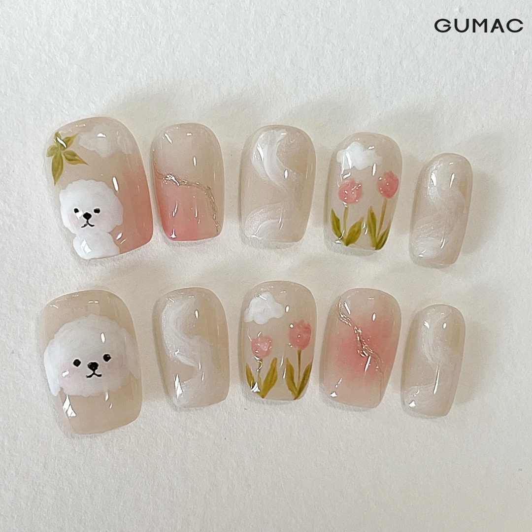 mau nail ve hoat hinh hoa tiet hoa