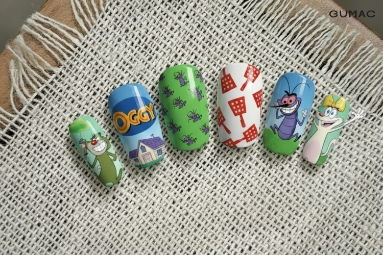 mau nail ve hoat hinh oggy