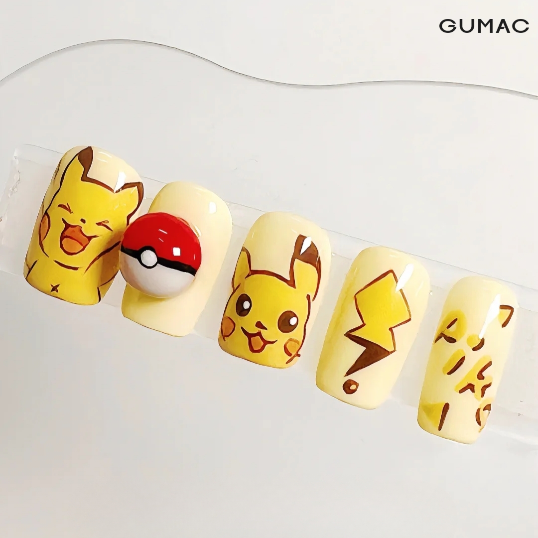 mau ve nail hoat hinh pikachu