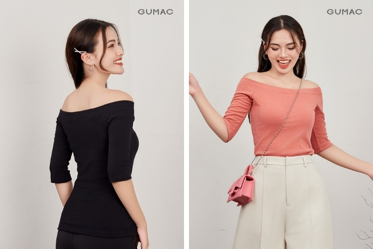 Mẫu áo đẹp tuổi trung niên gợi cảm - Áo thun trễ vai tay lỡ