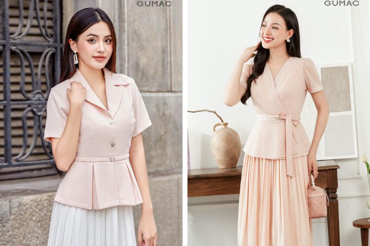 Áo kiểu peplum cùng chân váy