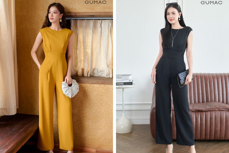 Jumpsuit linen dáng suông