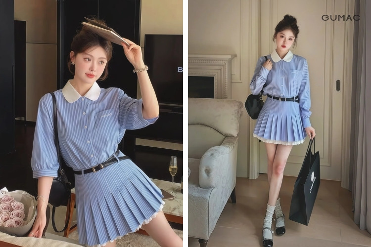 so mi mix cung chan vay ngan hoa tiet
