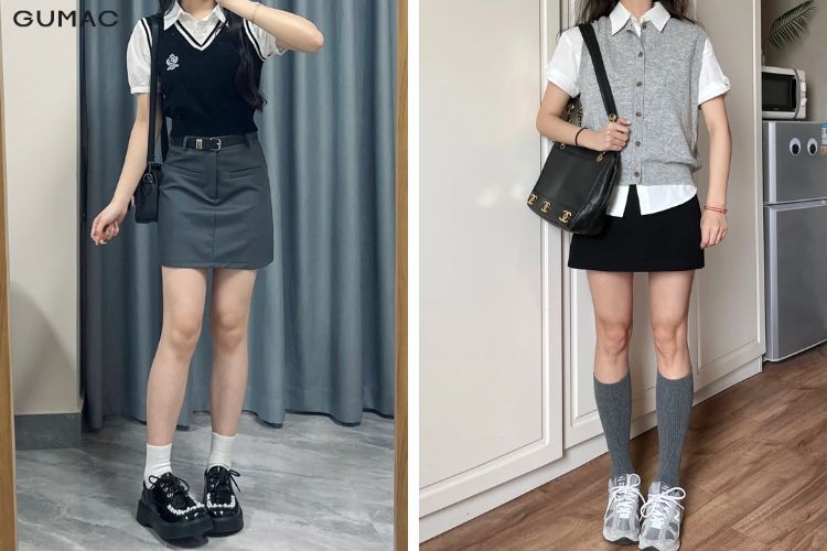 cách phối áo sơ mi tay ngắn nữ