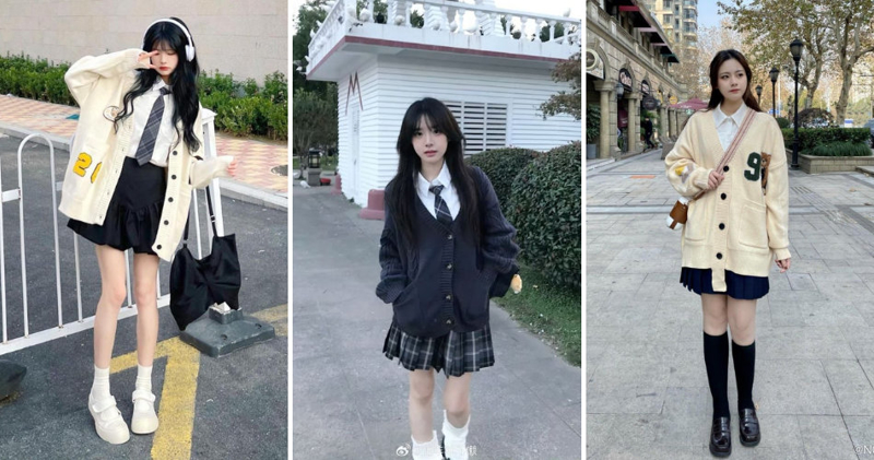 Chiếc áo sơ mi trắng mặc trong cardigan tạo nên vẻ đẹp dịu dàng