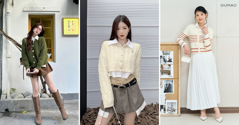 Mặc trùm áo len bên ngoài sơ mi trắng vừa trẻ trung vừa sang trọng.