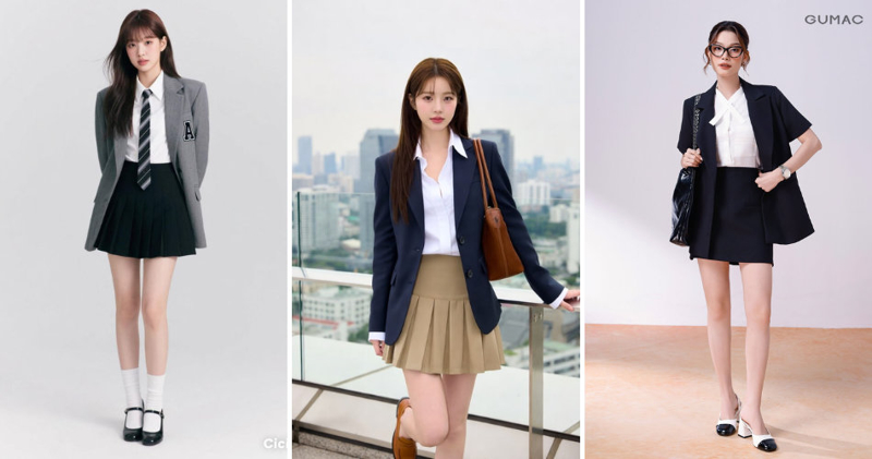 Sơ mi trắng basic lót trong áo blazer đứng form che vai cực đỉnh.