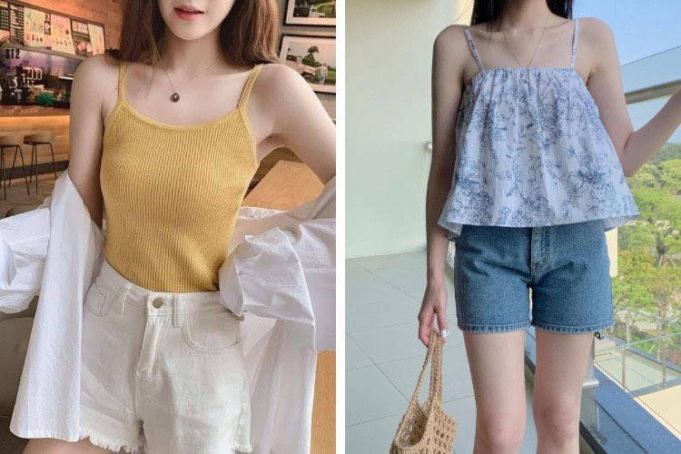 Phối đồ đi đánh bida - Áo 2 dây phối quần short Phối đồ đi đánh bida - Áo 2 dây phối quần short