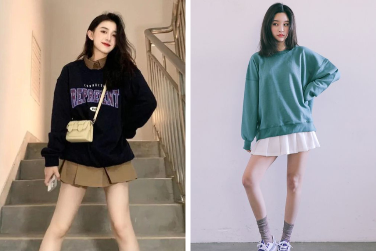 Áo sweater với chân váy