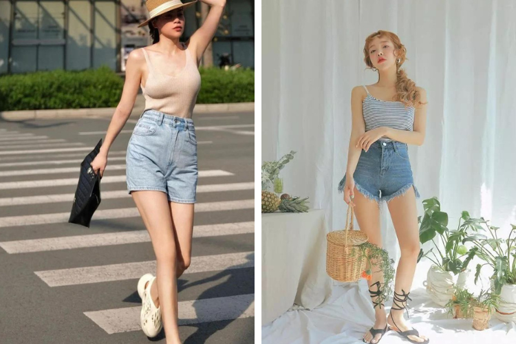 áo 2 dây kết hợp cùng quần short