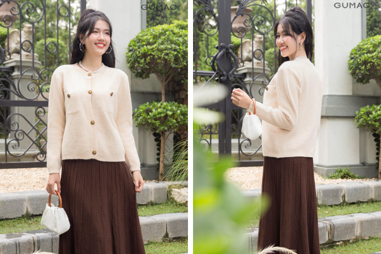 Áo len mix chân váy