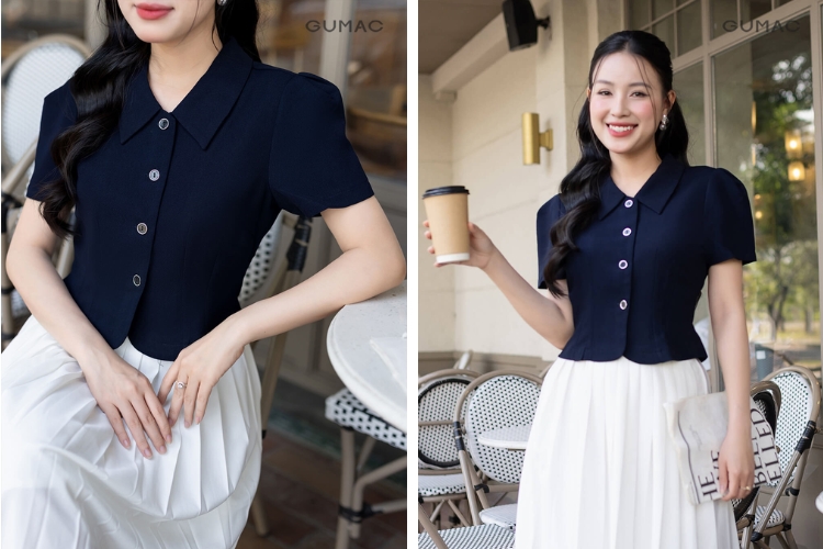 Đi du lịch Singapore mặc áo danton mix cùng chân váy xếp ly Đi du lịch Singapore mặc áo danton mix cùng chân váy xếp ly