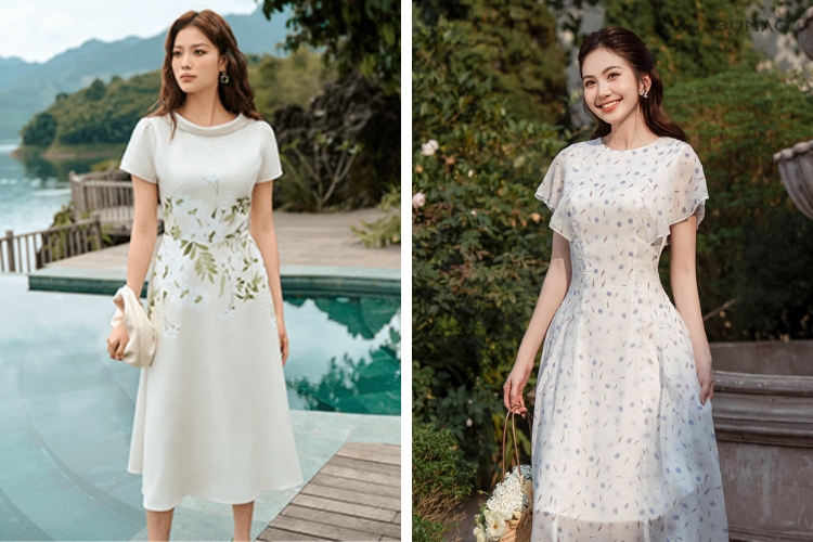 Mặc váy hoa và mix thêm túi xách thời trang Mặc váy hoa và mix thêm túi xách thời trang