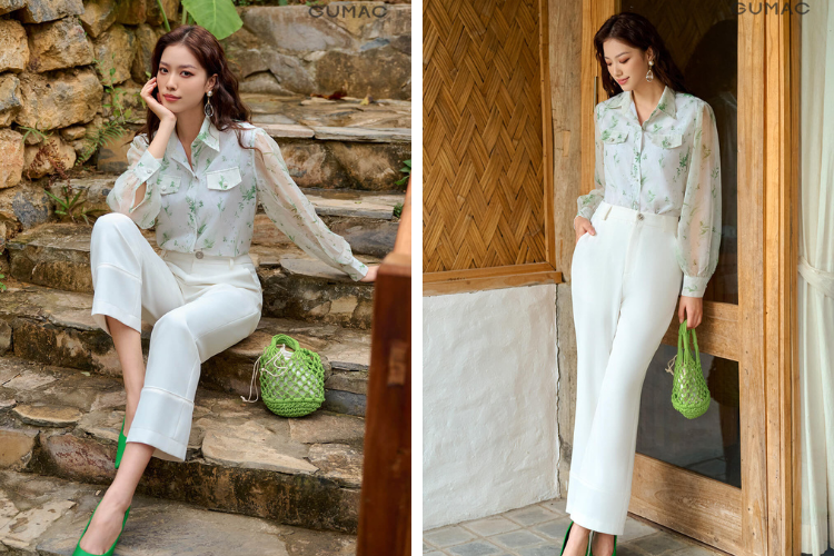 Áo Sơ Mi Họa Tiết Mix Quần Âu