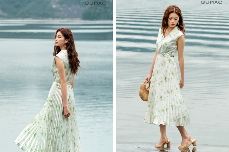 Đầm Xếp Ly Tay Liền