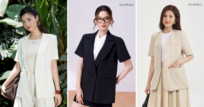 Blazer cộc tay phối chân váy xòe xếp ly tạo vẻ thanh lịch