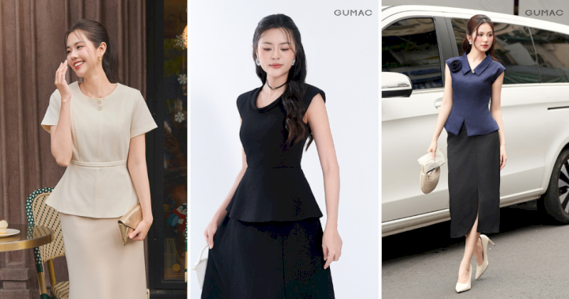 Peplum áo kiểu phối chân váy bút chì tôn vẻ mềm mại nữ tính