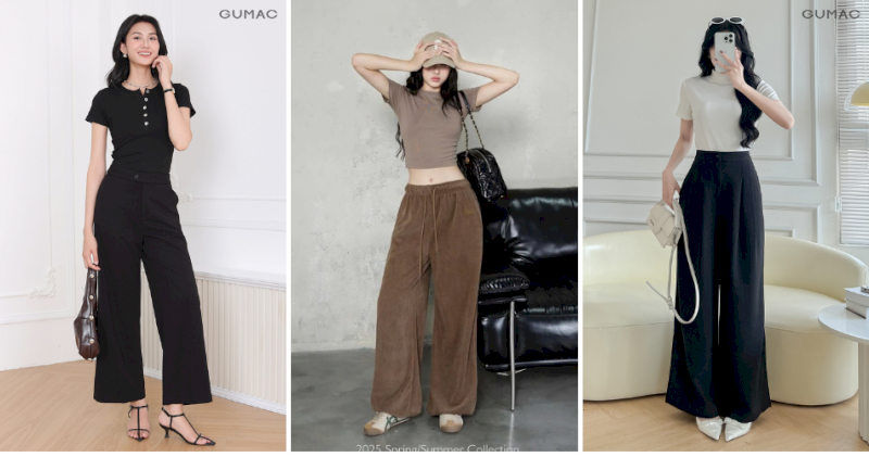 Set áo Croptop phối quần ống rộng giúp tôn tỷ lệ cơ thể sang trọng