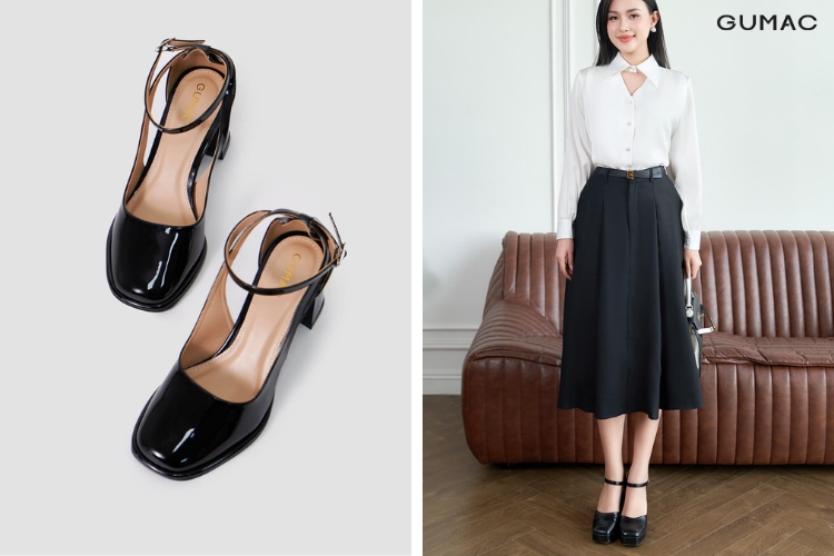 Giày búp bê kết hợp với style outfit nữ tính
