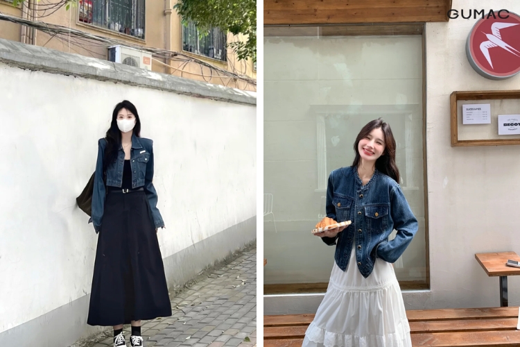 Mix đồ với áo khoác jean