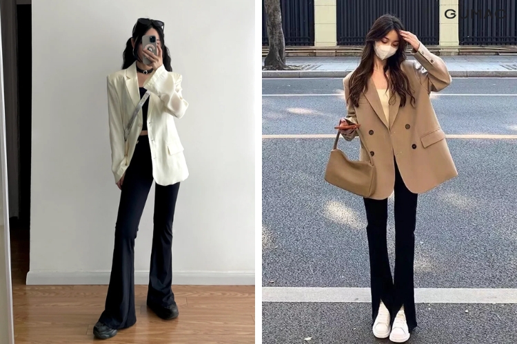 Quần tây ống loe phối với áo blazer quan-tay-ong-loe-phoi-voi-ao-blazer