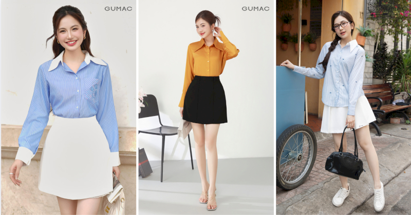 Trẻ trung và năng động khi phối áo sơ mi với chân váy ngắn, mang lại cho chị em vẻ ngoài tươi mới và thu hút.