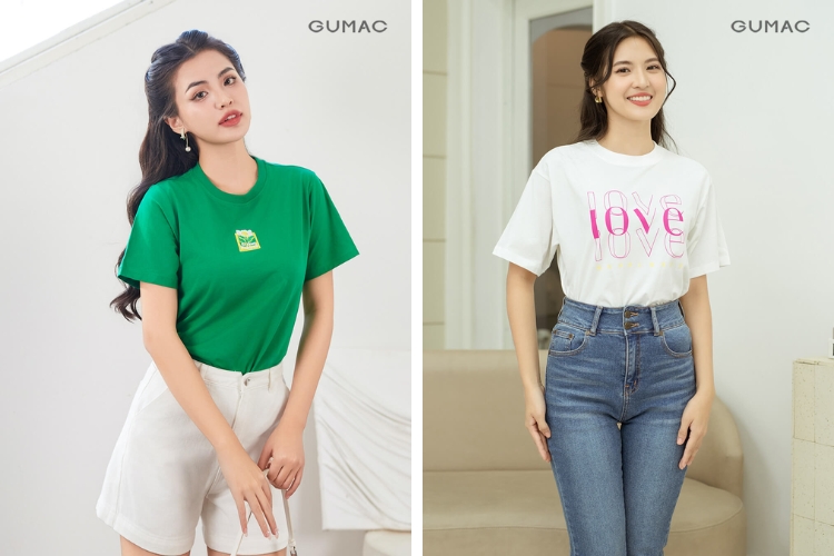 Gợi ý cách phối áo thun form rộng nữ với quần