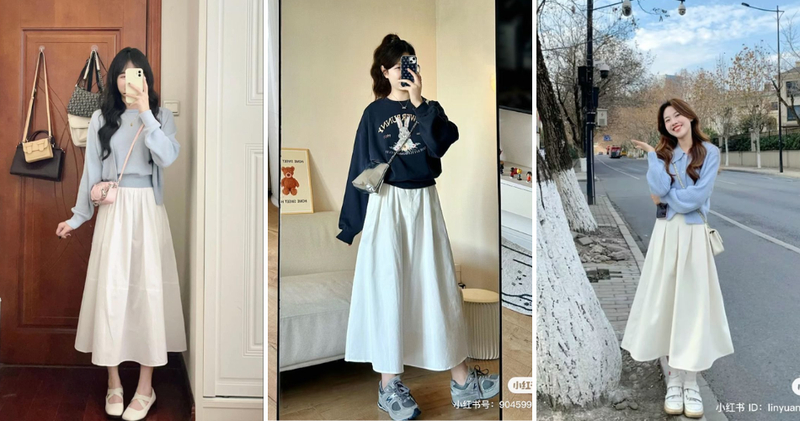 Chọn sweater form vừa hoặc ôm nhẹ phối cùng chân váy trắng xếp ly hoặc chân váy xòe trẻ trung, tinh tế.