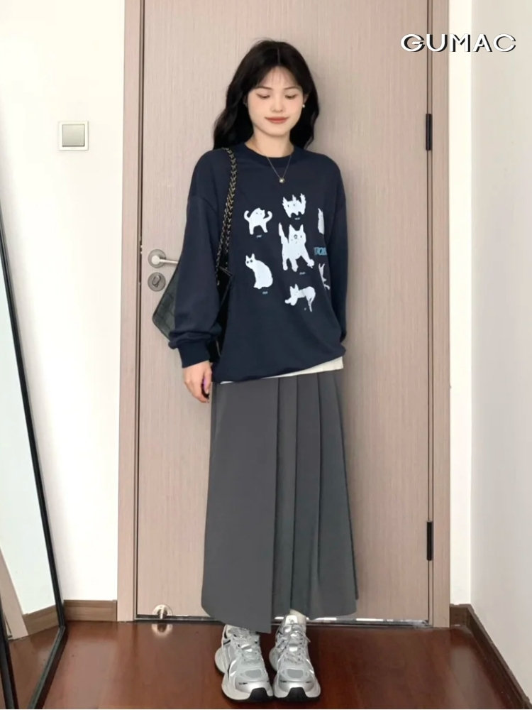 cach phoi chan vay xep ly voi ao sweater